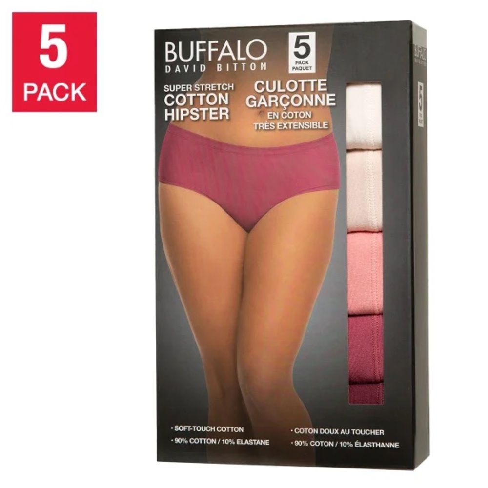 Buffalo David Bitton Women's Cotton Hipster Briefs, 5-pack